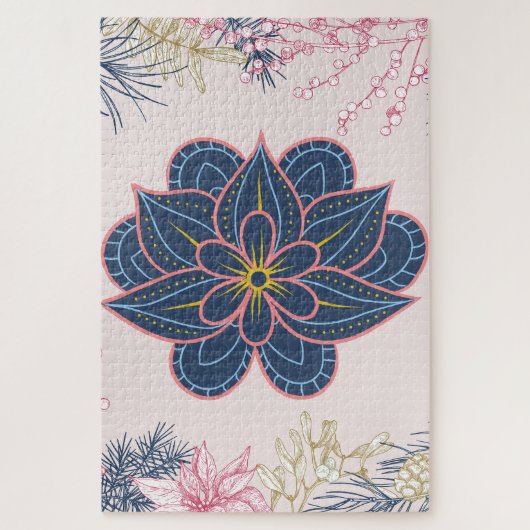 Puzzle Design Motif bleu et violet Paisley (Vertical)