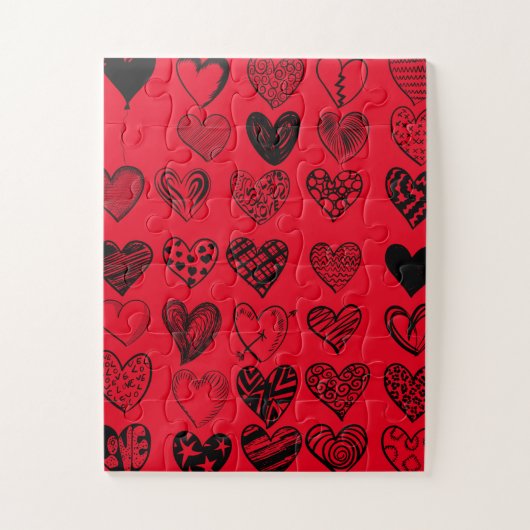 Puzzle Dessin adorable de Black Heart Scribble (Vertical)