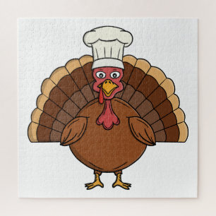 Puzzle Dessin animé de dinde de chef pour Thanksgiving