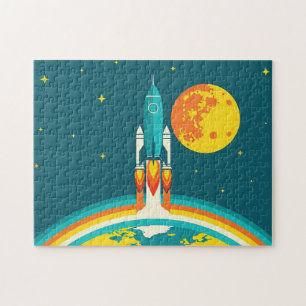 Puzzle Dessin animé de fusée spatiale mignonne