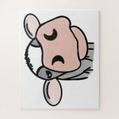 Puzzle dessin animé vache noir blanc rose baiser gris ani (Vertical)