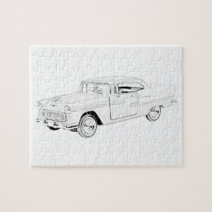 Puzzle Dessin au crayon à air Chevy Bel en noir et blanc 