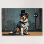 Puzzle Dessin chien berger australien dans une rue (Horizontal)