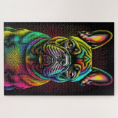 Puzzle Dessin coloré Abstrait d'un Bulldog français (Horizontal)