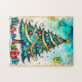 Puzzle Dessin d'arbre de Noël créatif vintage (Horizontal)