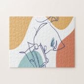 Puzzle dessin d'art affiche d'une femme buvant du café (Horizontal)