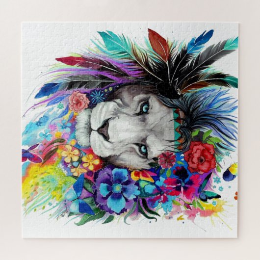 Puzzle Dessin d'art tableau représentant le lion (Horizontal)