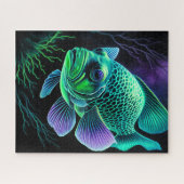 Puzzle Dessin de chaloupe de poisson sur le noir (Horizontal)