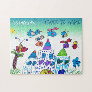 Puzzle Dessin de l'enfant, Jeu favori coloré, Nom