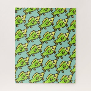 Puzzle Dessin de poisson vert de dessin animé drôle