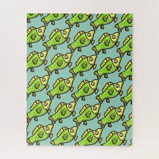Puzzle Dessin de poisson vert de dessin animé drôle (Vertical)