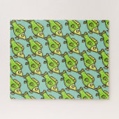 Puzzle Dessin de poisson vert de dessin animé drôle (Horizontal)