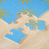 Puzzle Dessin de soleil jaune 3D sur motif (Côté)