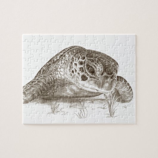 Puzzle Dessin de tortue de mer verte (Horizontal)