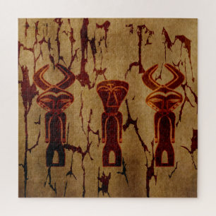 Puzzle Dessin de visage abstrait vintage africain art tri