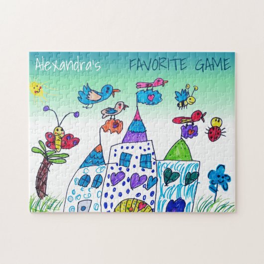 Puzzle Dessin d'enfant, jeu préféré coloré, nom (Horizontal)