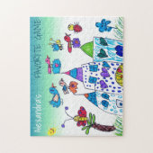 Puzzle Dessin d'enfant, jeu préféré coloré, nom (Vertical)