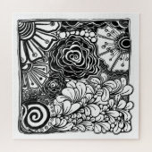 Puzzle Dessin Floral Zen Noir Et Blanc (Horizontal)