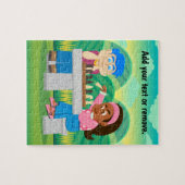 Puzzle Dessin, garçon et fille noire jouant aux échecs à  (Horizontal)