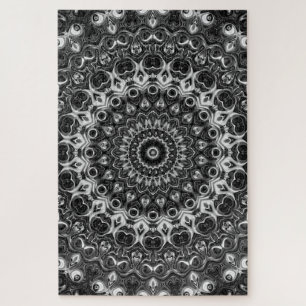 Puzzle Dessin géométrique de mandala noir et blanc