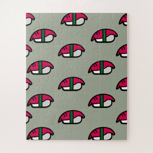 Puzzle Dessin Kawaii Sushi, Riz de Poisson et Algues (Vertical)