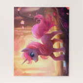 Puzzle dessin mignon licorne rose (Vertical)
