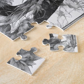 Puzzle Dessin noir et blanc d'une belle sorcière (Côté)