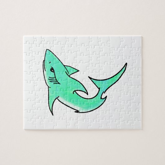 Puzzle dessin souriant requin menthe bleu vert océan anim (Horizontal)