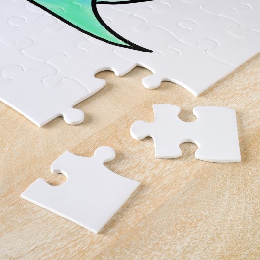 Puzzle dessin souriant requin menthe bleu vert océan anim (Côté)