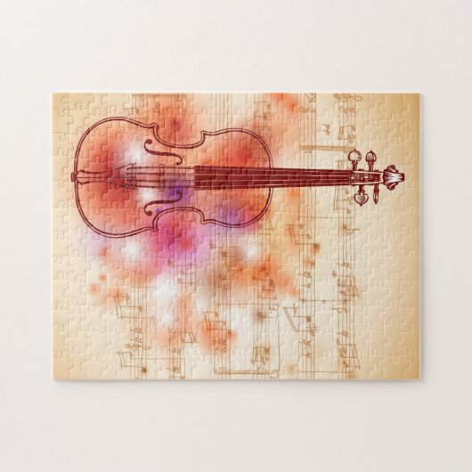 Puzzle Dessin sur l'arrière - plan d'aquarelle du violon (Horizontal)