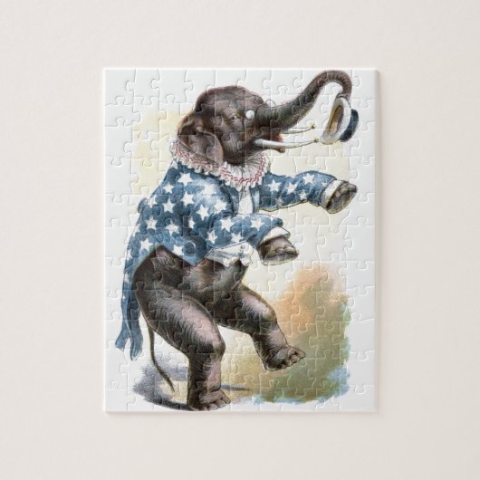 Puzzle Dessin vintage : Éléphant de cirque (Vertical)