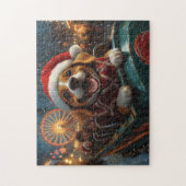 Puzzle Dessous de verre à rouleaux de chien beagle Noël (Vertical)
