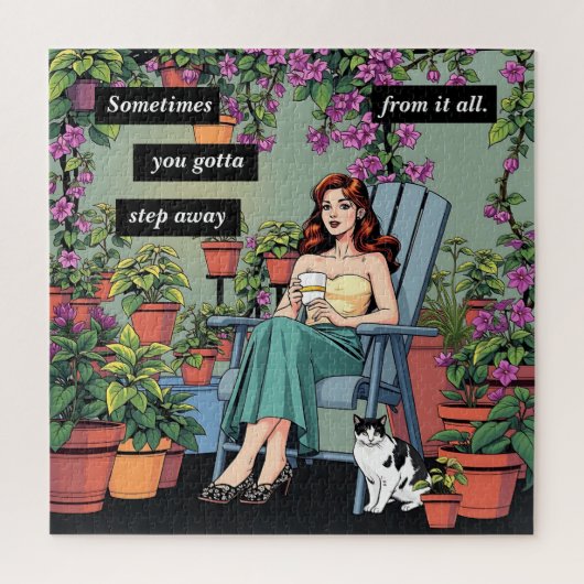 Puzzle Détendez-vous avec café, chats et Plantes (Vertical)