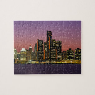 Puzzle Detroit, Michigan Skyline à la nuit