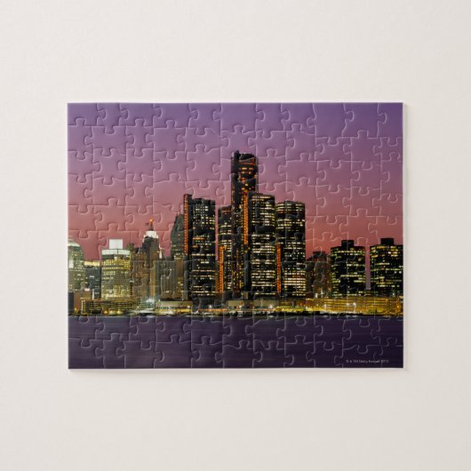Puzzle Detroit, Michigan Skyline à la nuit (Horizontal)