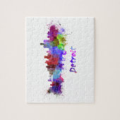 Puzzle Detroit skyline in watercolor (Vertical)