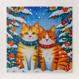 Puzzle Deux adorables chats orange et blanc