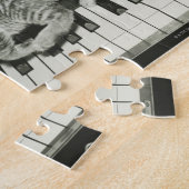 Puzzle Deux chaton jouant sur le clavier du piano, (B&W) (Côté)