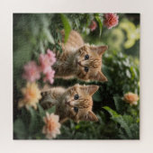 Puzzle Deux Chatons À Gingembre À La Découverte D'Un Jard (Horizontal)