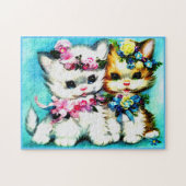 Puzzle deux chatons et beaucoup de fleurs (Horizontal)