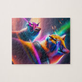 Puzzle Deux Chats Avec Lasers Dans Une Bataille Spatiale (Horizontal)