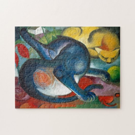 Puzzle Deux chats, bleu et jaune par Franz Marc - (Horizontal)