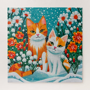 Puzzle Deux chats joyeux