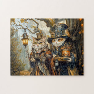 Puzzle Deux chats magiques dans une scène de fantasy Stea