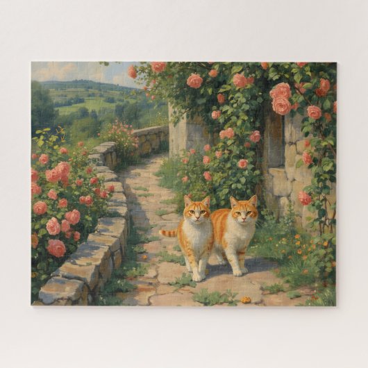 Puzzle Deux chats roux marchant le long d'un chemin (Horizontal)