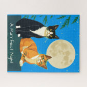 Puzzle Deux chats sous la Pleine lune (Horizontal)