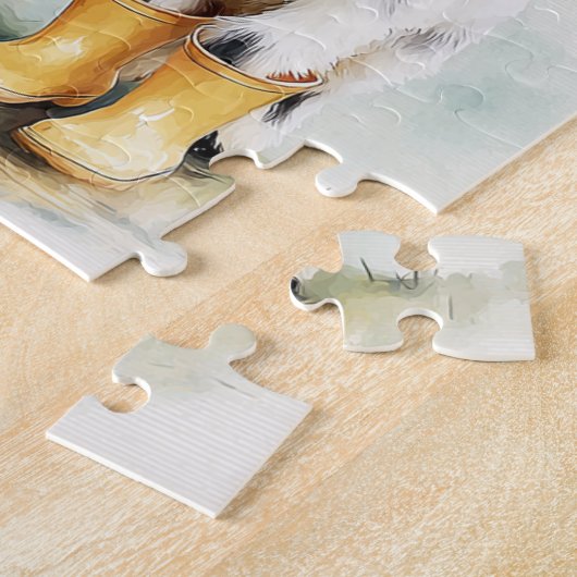 Puzzle Deux chèvres tachetées pendant un jour pluvieux (Côté)