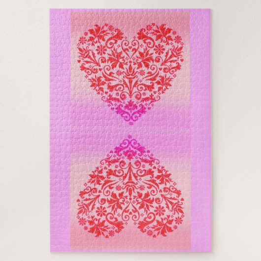 Puzzle Deux coeurs rouges (Vertical)