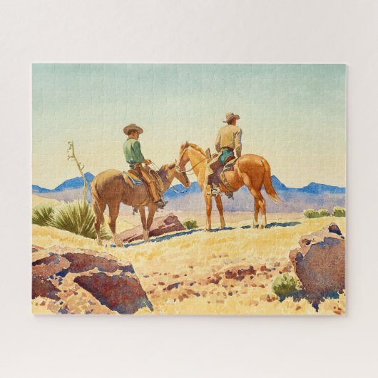 Puzzle Deux cowboys à cheval par Maynard Dixon (Horizontal)