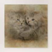 Puzzle Deux Cupides Chatons Gris En Aquarelle (Vertical)